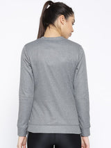 Alcis Women Grey Melange Solid Sweatshirt