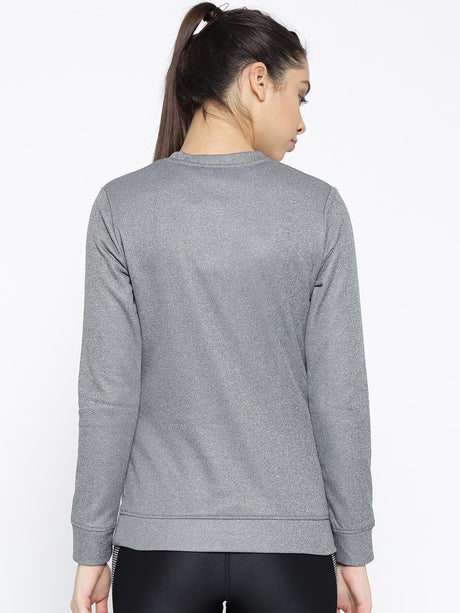 Alcis Women Grey Melange Solid Sweatshirt | Alcis