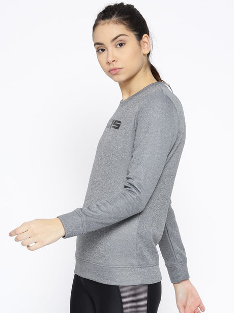 Alcis Women Grey Melange Solid Sweatshirt | Alcis