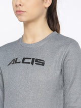Alcis Women Grey Melange Solid Sweatshirt
