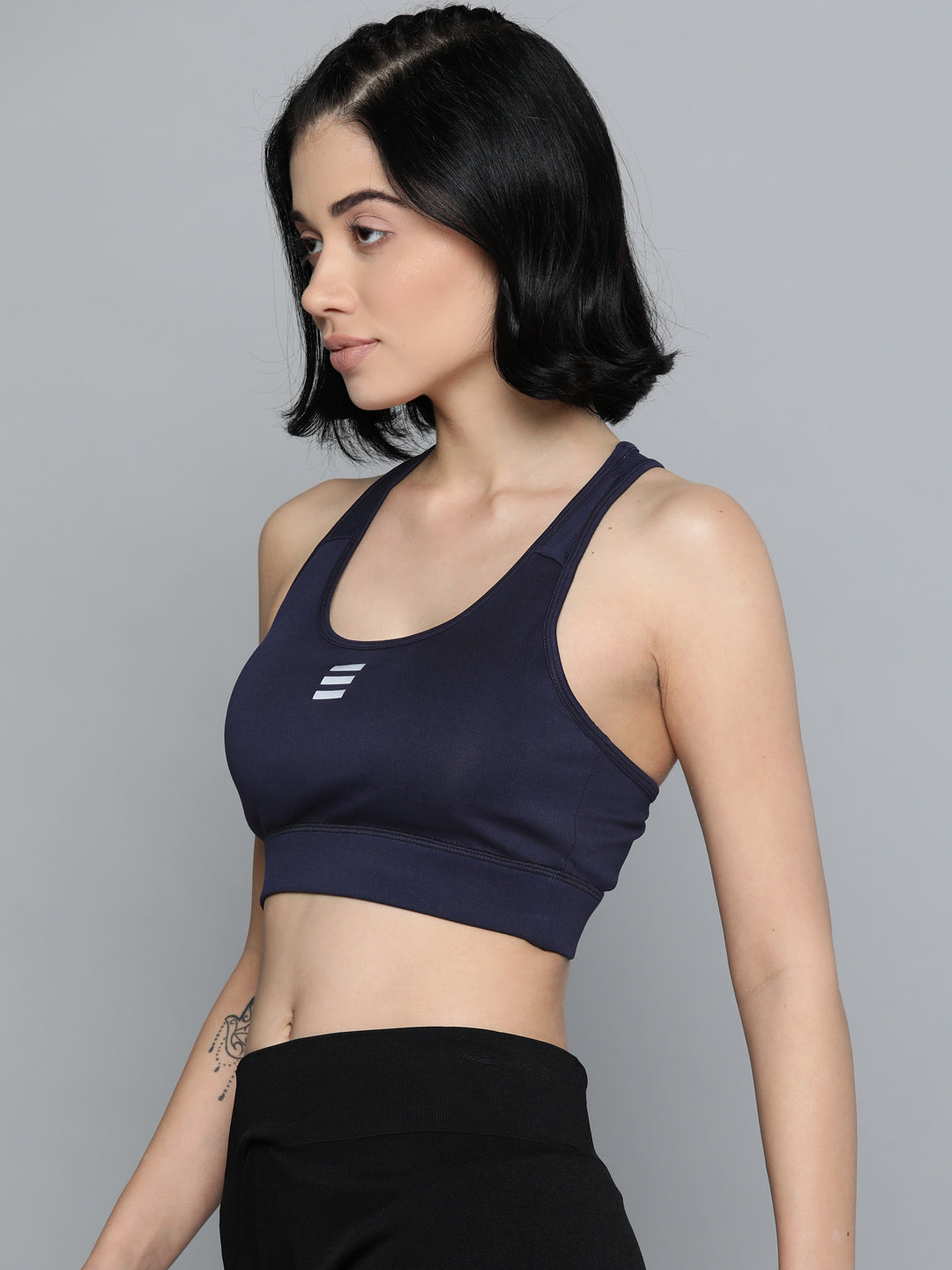 Alcis Navy Blue Non-Wired Lightly Padded 360 Degree Support Workout Bra