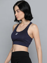Alcis Navy Blue Non-Wired Lightly Padded 360 Degree Support Workout Bra