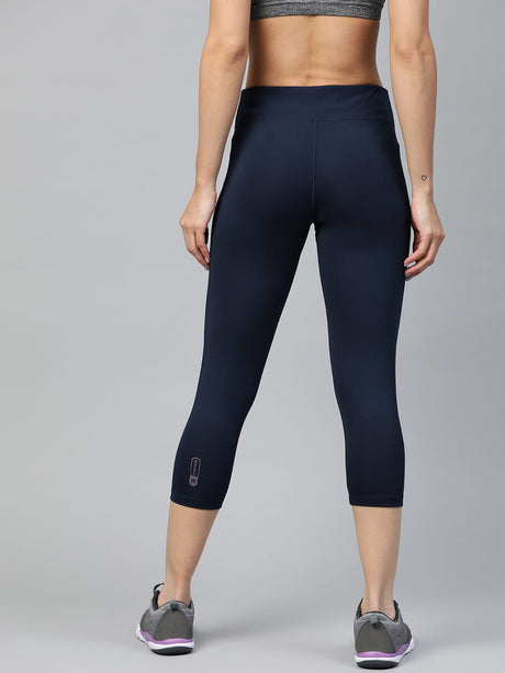Alcis Women Navy Blue Solid Three Fourth Training Tights | Alcis