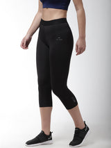 Alcis Women Black Solid 3/4th Compression Training Tights