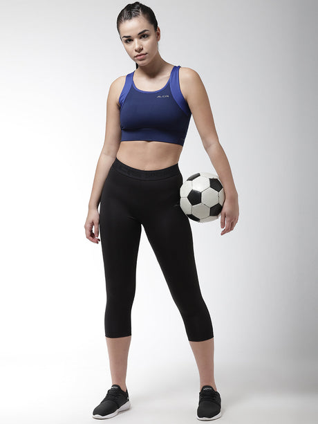 Alcis Women Black Solid 3/4th Compression Training Tights | Alcis