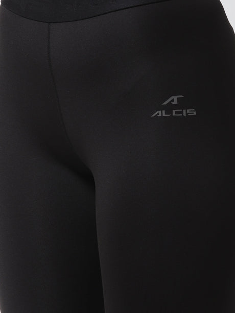Alcis Women Black Solid 3/4th Compression Training Tights | Alcis