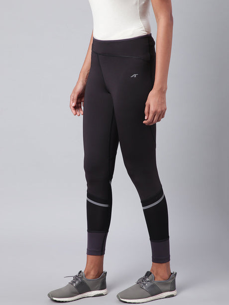 Alcis Women Black Drytech+ Solid Cropped Training Tights | Alcis
