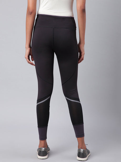 Alcis Women Black Drytech+ Solid Cropped Training Tights | Alcis