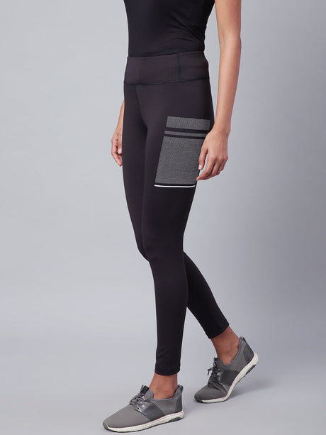 Alcis Women Black Solid Secure Fit Cropped Training Tights | Alcis