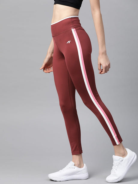 Alcis Women Burgundy Solid Cropped Tights | Alcis