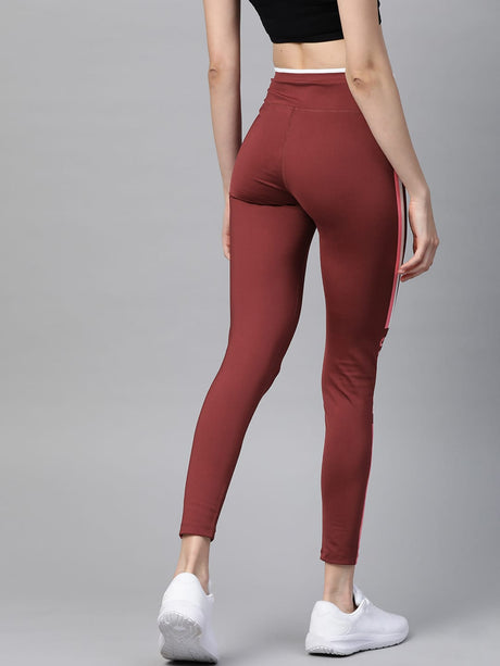 Alcis Women Burgundy Solid Cropped Tights | Alcis