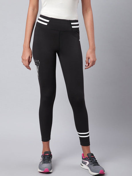 Alcis Women Black Drytech+ Solid Cropped Training Tights | Alcis