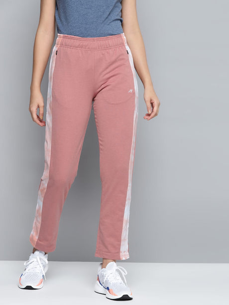 Alcis Women Pink Solid Slim Fit Track Pants with Side Taping Detail | Alcis