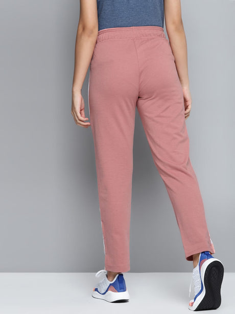 Alcis Women Pink Solid Slim Fit Track Pants with Side Taping Detail | Alcis