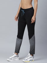 Alcis Women Black Grey Geometric Print Slim Fit Track Pants