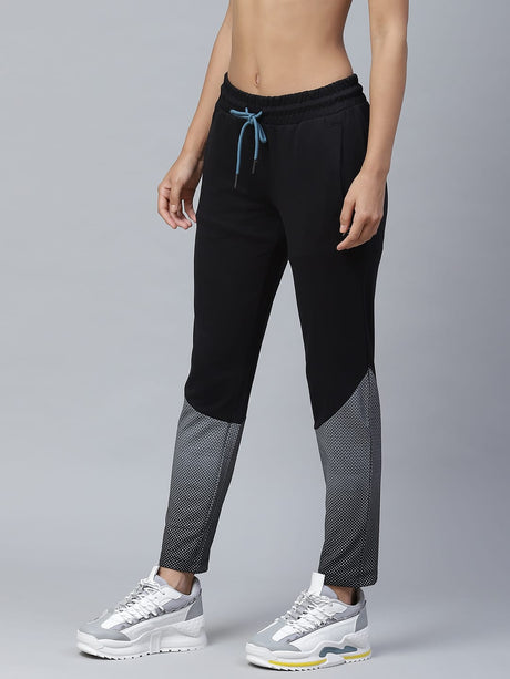 Alcis Women Black Grey Geometric Print Slim Fit Track Pants | Alcis
