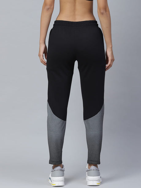 Alcis Women Black Grey Geometric Print Slim Fit Track Pants | Alcis