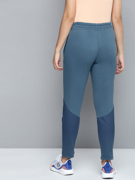 Alcis Women Blue Solid Slim Fit Track Pants with Printed Detail | Alcis