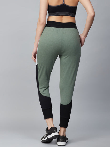 Alcis Women Olive Green & Black Solid Joggers | Alcis