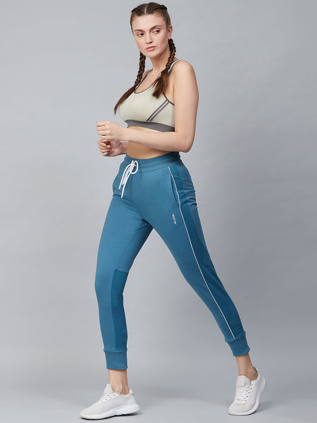 Alcis Women Blue Slim Fit Solid Cropped Joggers | Alcis