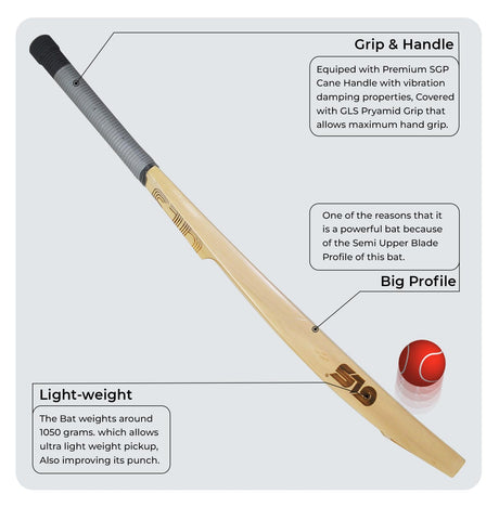 GLS Destroyer Engraved Kashmir Willow Scoop Bat For Hard Tennis Ball | Greenland Enterprises (Gls Sports)
