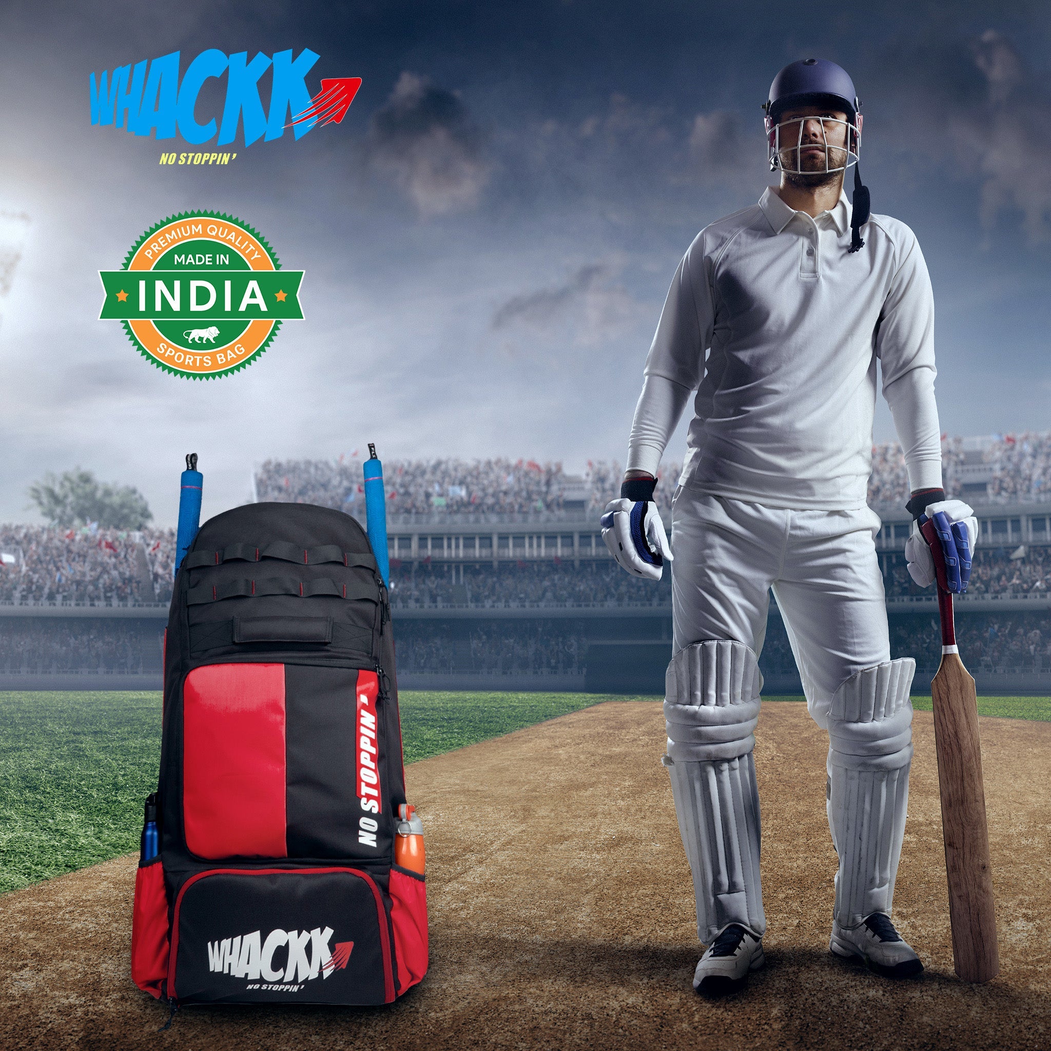 Condor Red Black 89L Unisex Cricket Kit Bag Backpack | Adult Size | 2 Bat | Shoe/Helmet Pocket | Main Compartment 20" Leg Pad |2 Bottle Holder | Easy Access Pocket | Player Edition Senior