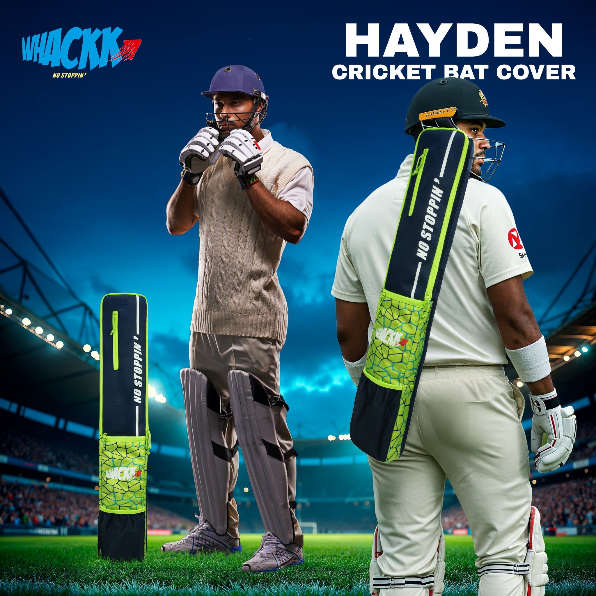 Hayden R39 Cricket Bat Cover Polyester Material, Premium Full Size Cover for Wooden and Plastic Bats with Heavy Duty Stitched Strap