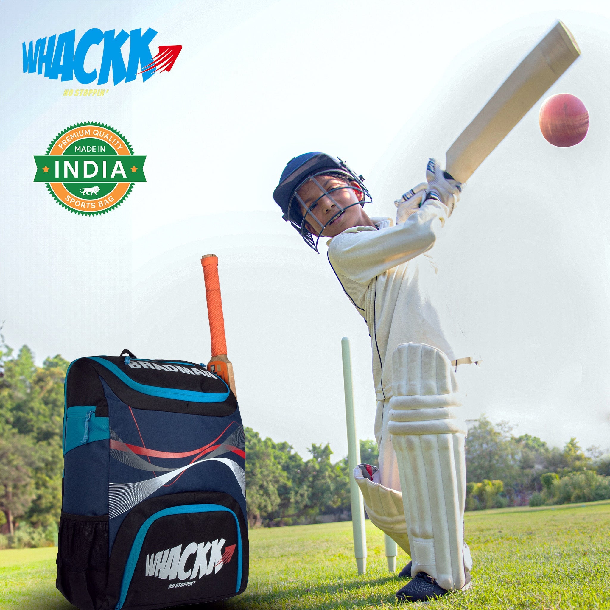 Bradman Navy Blue Junior Cricket Kitbag |Player Edition 2 Bat Pocket Shoe Pocket |Big Main Comp Fit 13.75 inch Leg Pad |Bottle Holders |Easy Access Pocket