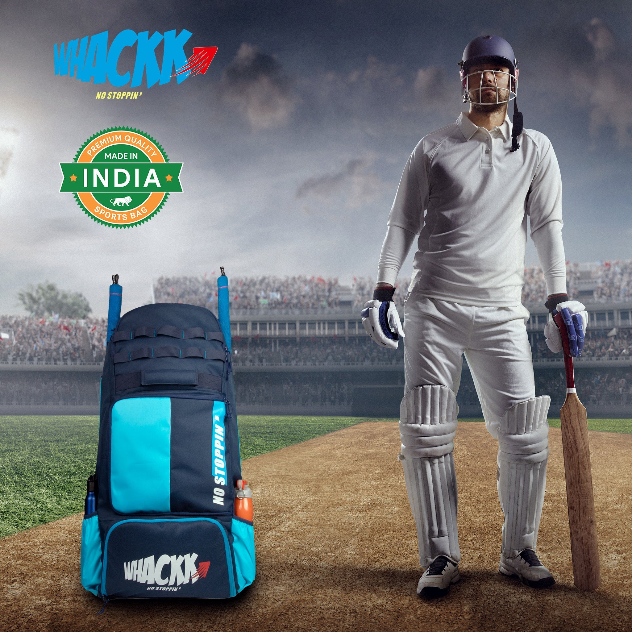 Condor Navy Blue 89L Unisex Cricket Kit Bag Backpack| Adult Size| 2 Bat | Shoe/Helmet Pocket| Main Compartment 20" Leg Pad |2 Bottle Holder| Easy Access Pocket | Player Edition Senior,Polyester