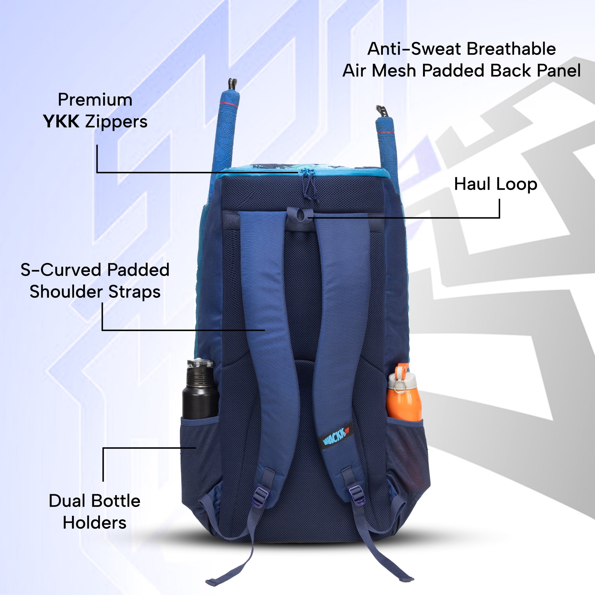 Hammond 73L Unisex Cricket Kit Bag|Adult Size|2 Bat|Shoe/Helmet Pocket|Main Compartment 20" Leg Pad|2 Bottle Holder| Easy Access Pocket| Player Edition Senior (Aqua Blue)