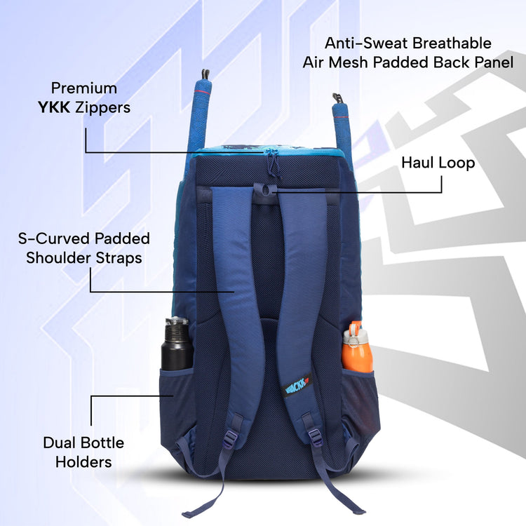 Hammond 73L Unisex Cricket Kit Bag|Adult Size|2 Bat|Shoe/Helmet Pocket|Main Compartment 20" Leg Pad|2 Bottle Holder| Easy Access Pocket| Player Edition Senior (Aqua Blue)