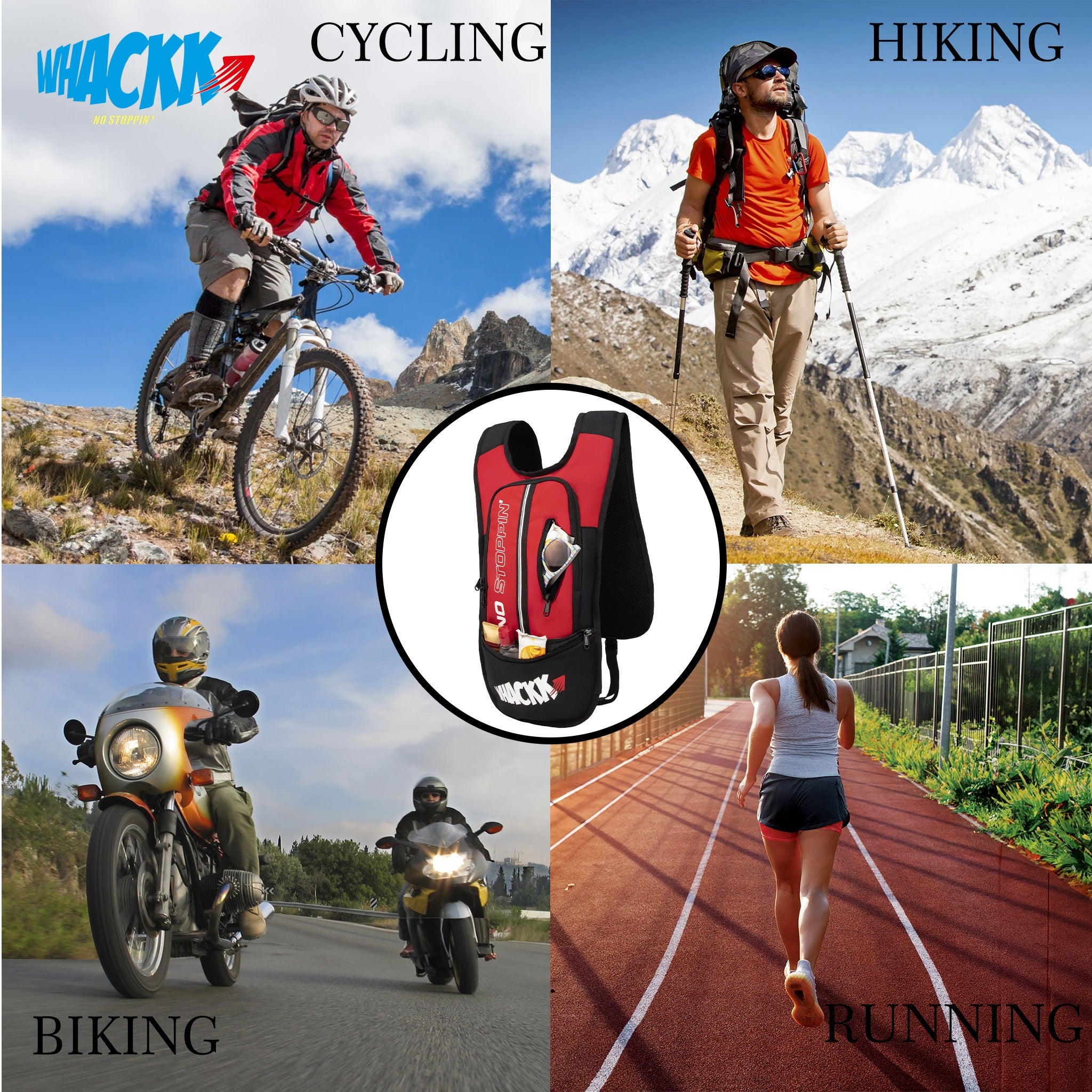 Marathon Red Running Bag |Unisex Camping & Hiking | Hydration Pouch Compartment Connecting Water ducts Pockets |Waist Packs| Motorcycle Trekking Outdoor