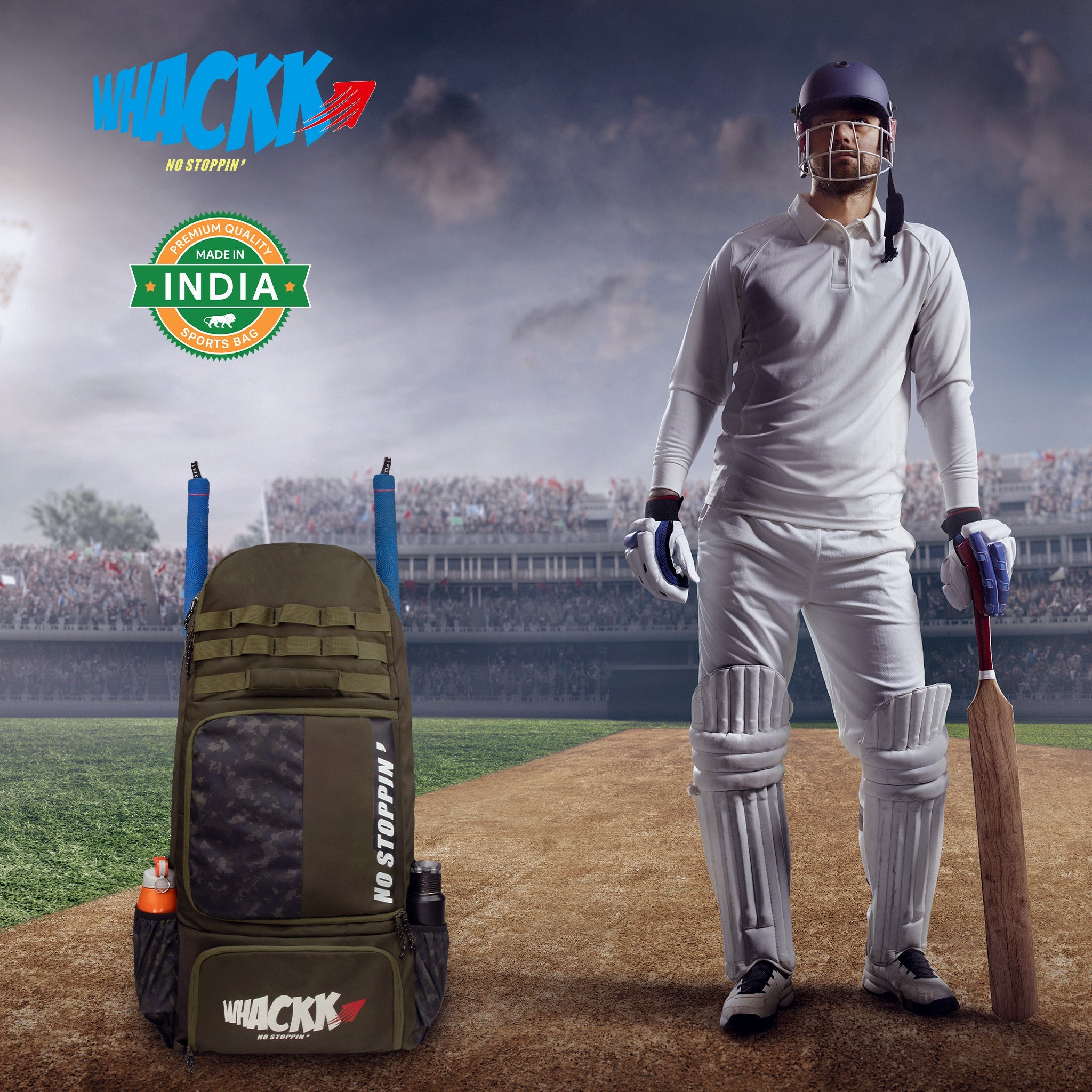 Condor Green 89L Unisex Cricket Kit Bag Backpack | Adult Size | 2 Bat | Shoe/Helmet Pocket | Main Compartment 20" Leg Pad |2 Bottle Holder | Easy Access Pocket | Player Edition Senior