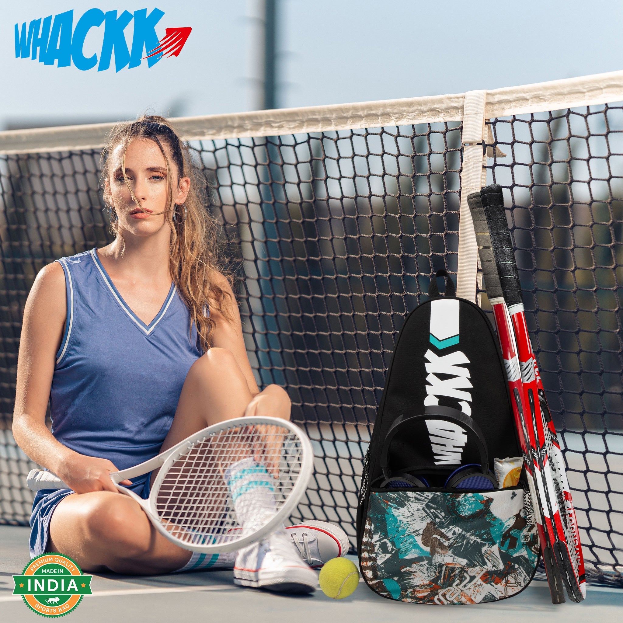 Ace Printed 28L Unisex Lightweight Stylish Tennis Badminton Squash Equipment Kit Bag | Shuttle Bag |Shoe Pocket| Backpack Style | Spacious Storage Compartment| Rackets Tennis-6 Badminton-8