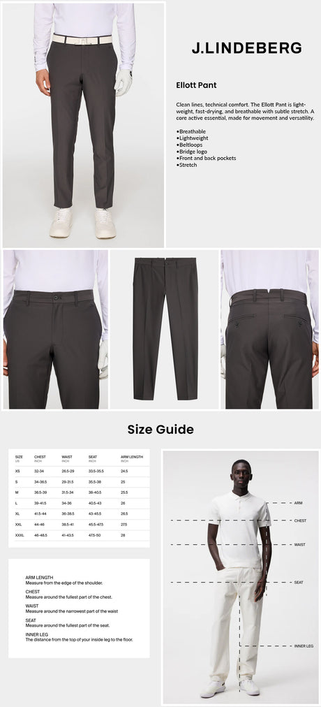 J Lindeberg Men's Ellott Pant - Asphalt
