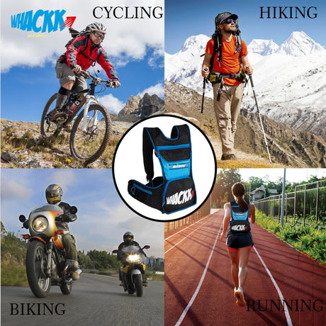 Whizz Black Blue Running Bag |Unisex Camping & Hiking | Hydration Pouch Compartment w. Connecting Water ducts Pockets |Exercise & Fitness|Motorcycle Trekking Outdoor