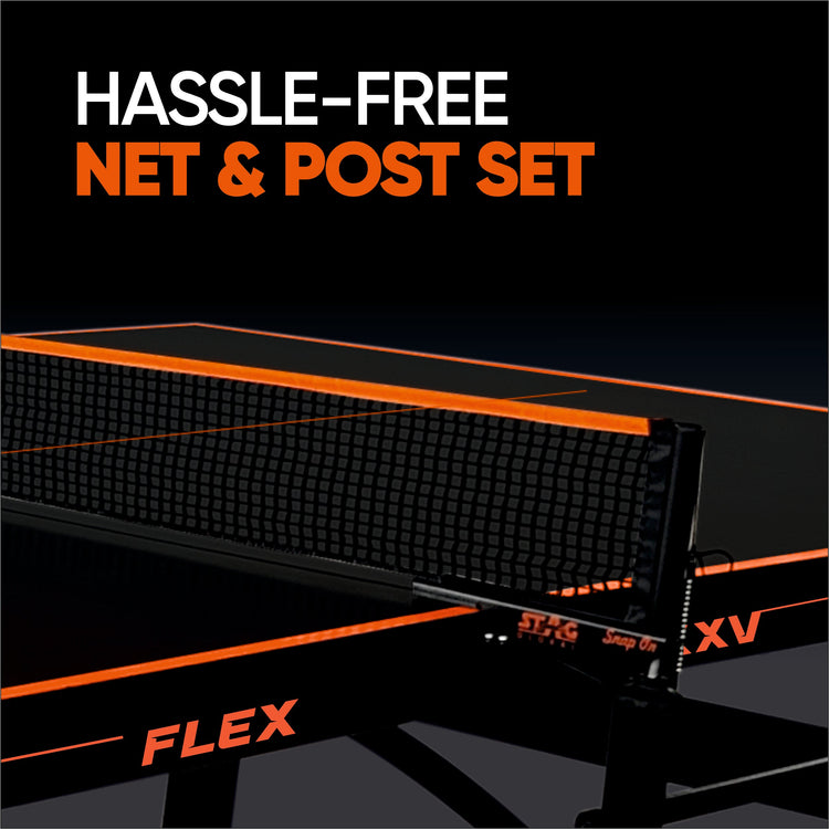 STAG GLOBAL Flex Tennis Table – Premium Black Top 25 mm with 2 TT Rackets, 6 Balls, 1 Table Cover & Clamp Net