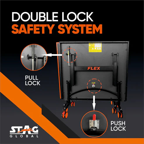 STAG GLOBAL Flex Series TT Table | Thickness 16,19,22,25 mm with 2 TT Rackets, 6 Balls, 1 Table Cover & Clamp Net