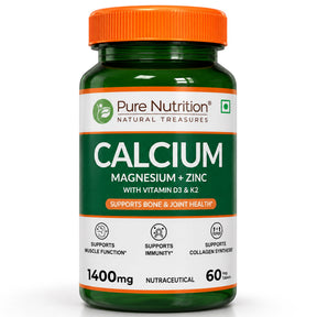 Calcium Magnesium Zinc with Vitamin D3 & K2  Bone & Muscle Support | 60 Tabs | 120 Tabs