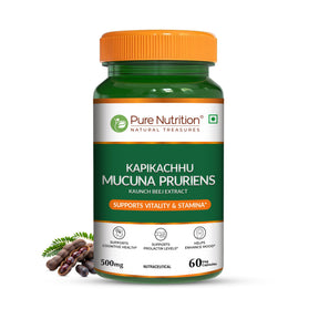 Mucuna Pruriens Extract 500mg  Energy, Vitality & Mood Support | 60 Caps - Nutrition by Pure Nutrition