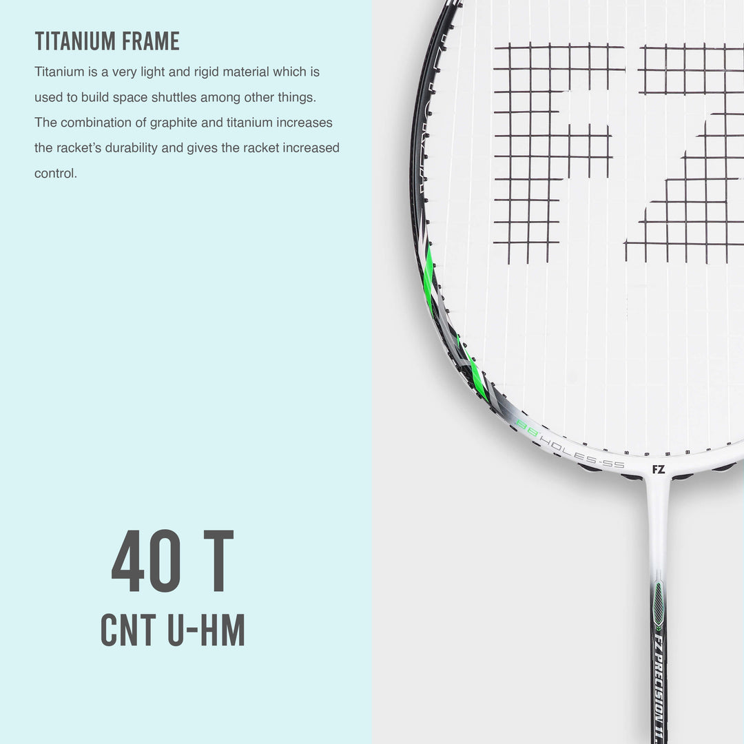 Precision 11000 Very Stiff Strung Badminton Racket(White+Green)- 3U/G5