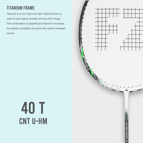 Precision 11000 Very Stiff Strung Badminton Racket(White+Green)- 3U/G5