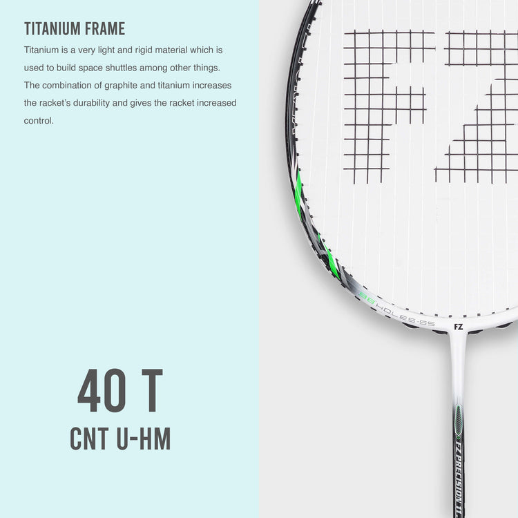Precision 11000 Very Stiff Strung Badminton Racket(White+Green)- 3U/G5