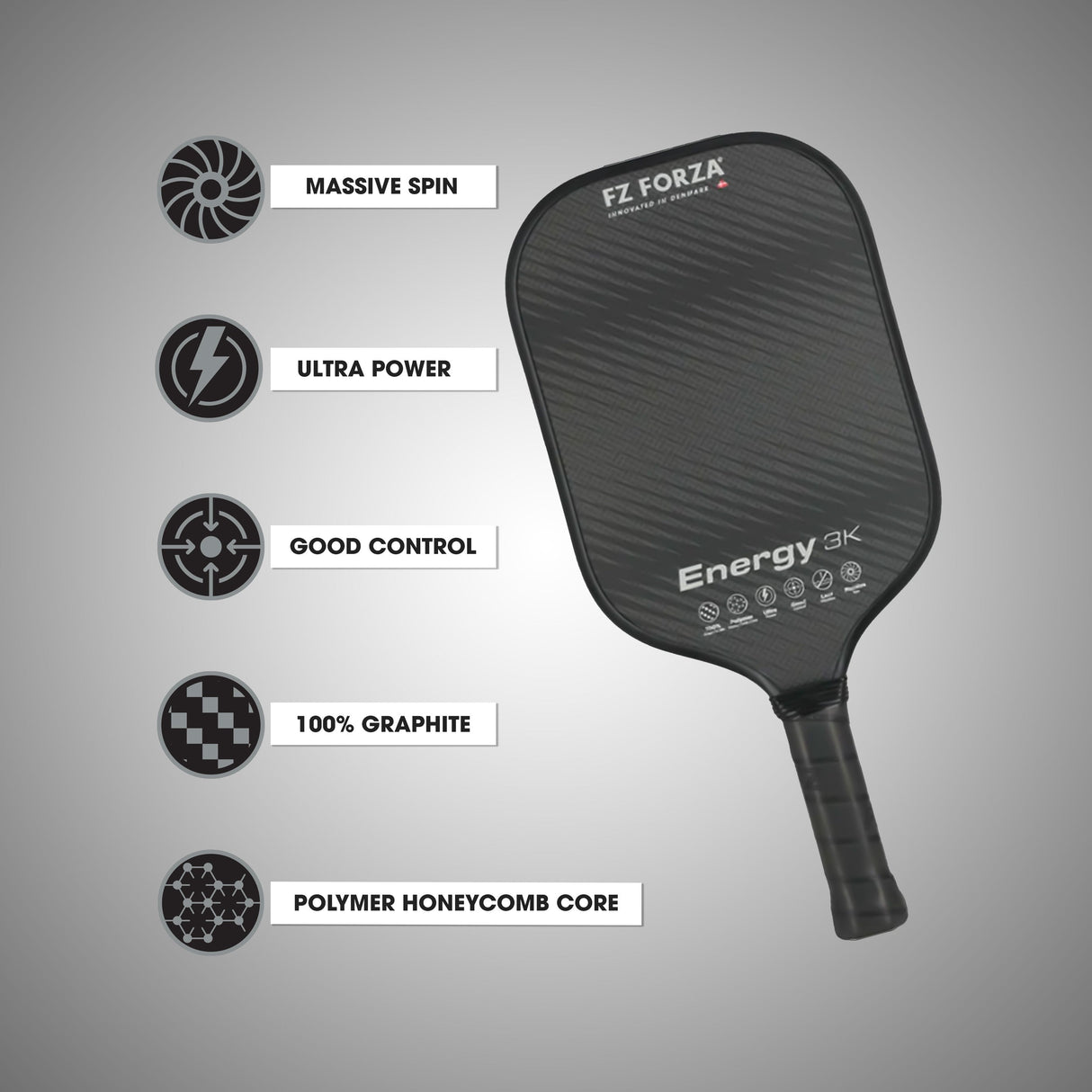 FZ230307 Energy 3K Pickleball Paddle - Black