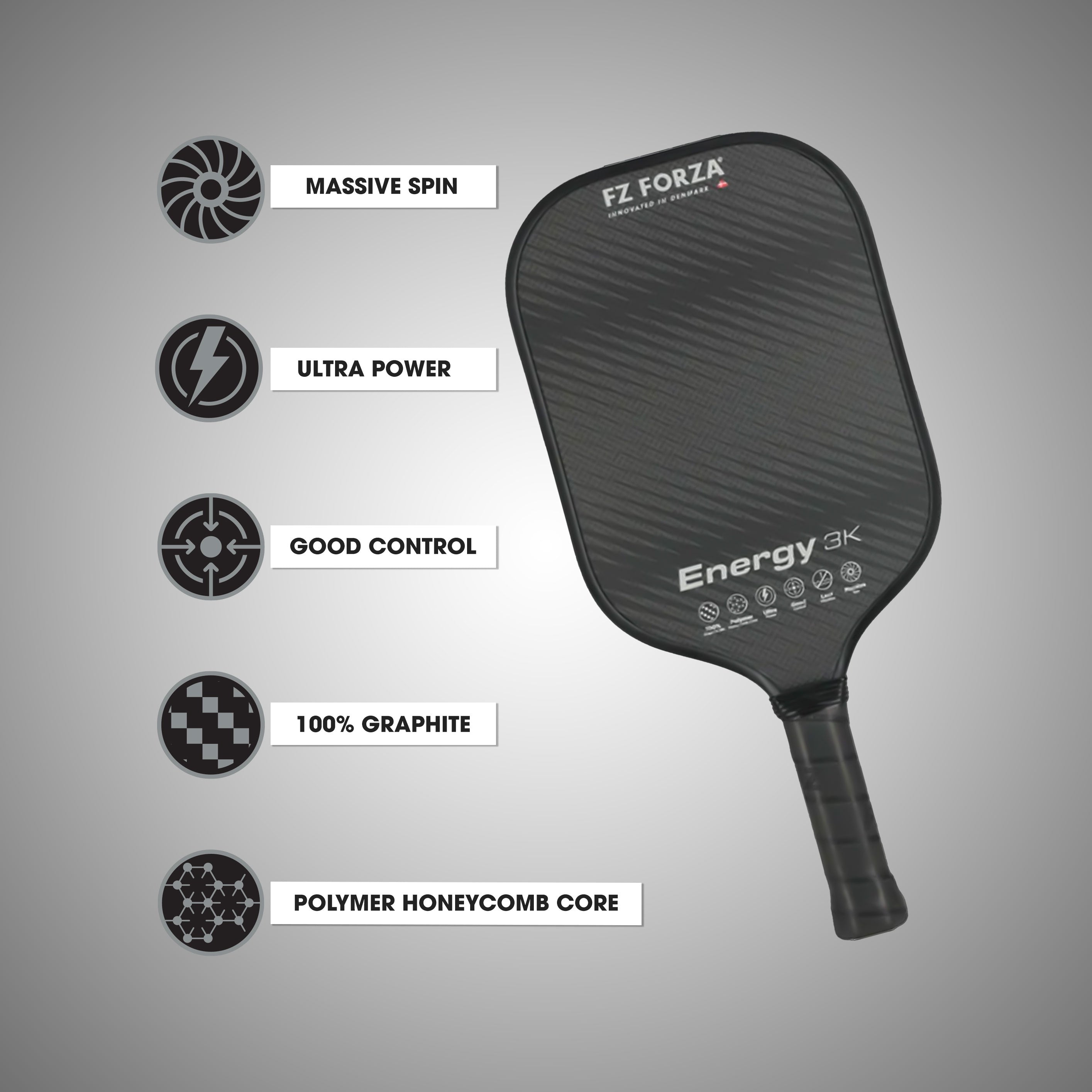 FZ230307 Energy 3K Pickleball Paddle - Black