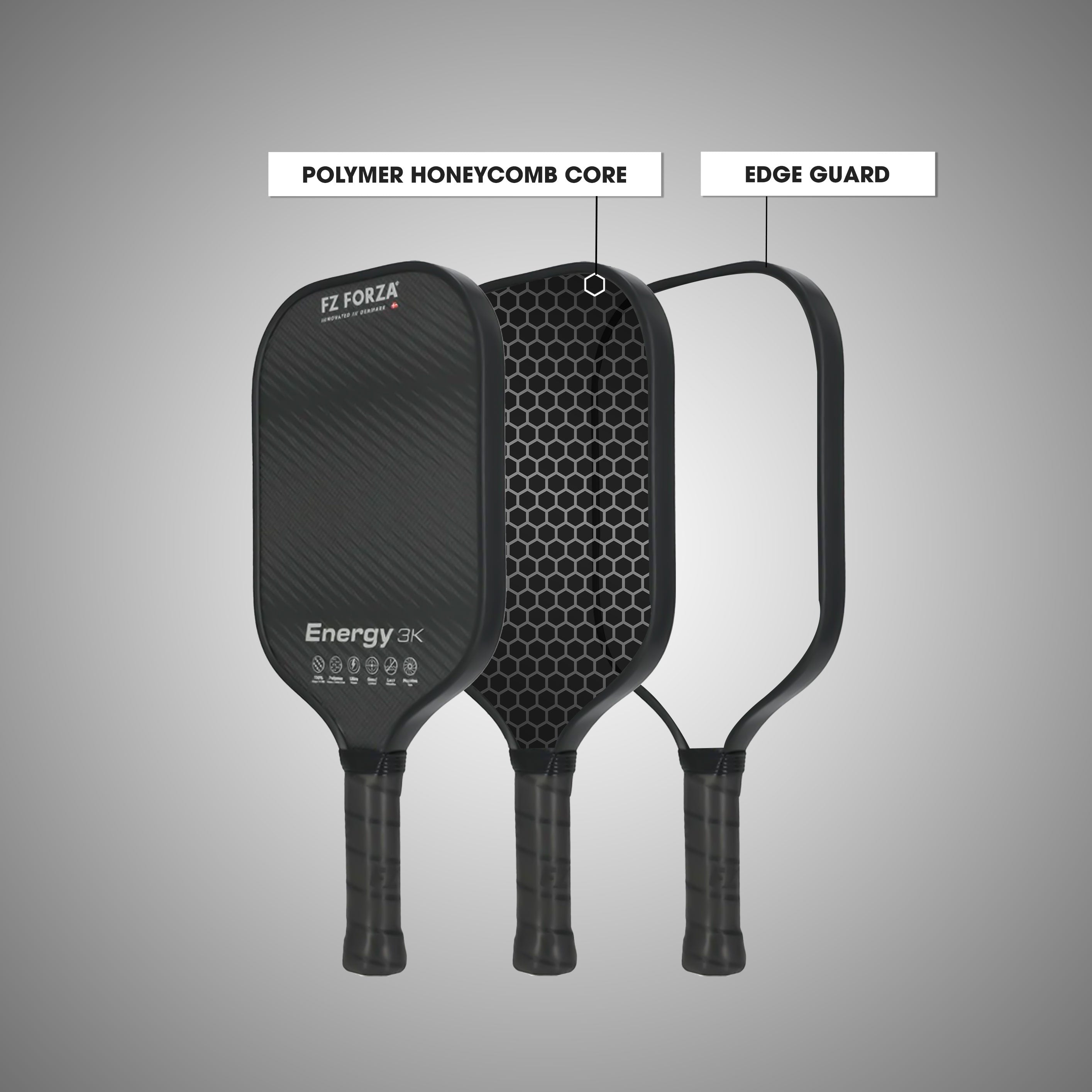 FZ230307 Energy 3K Pickleball Paddle - Black