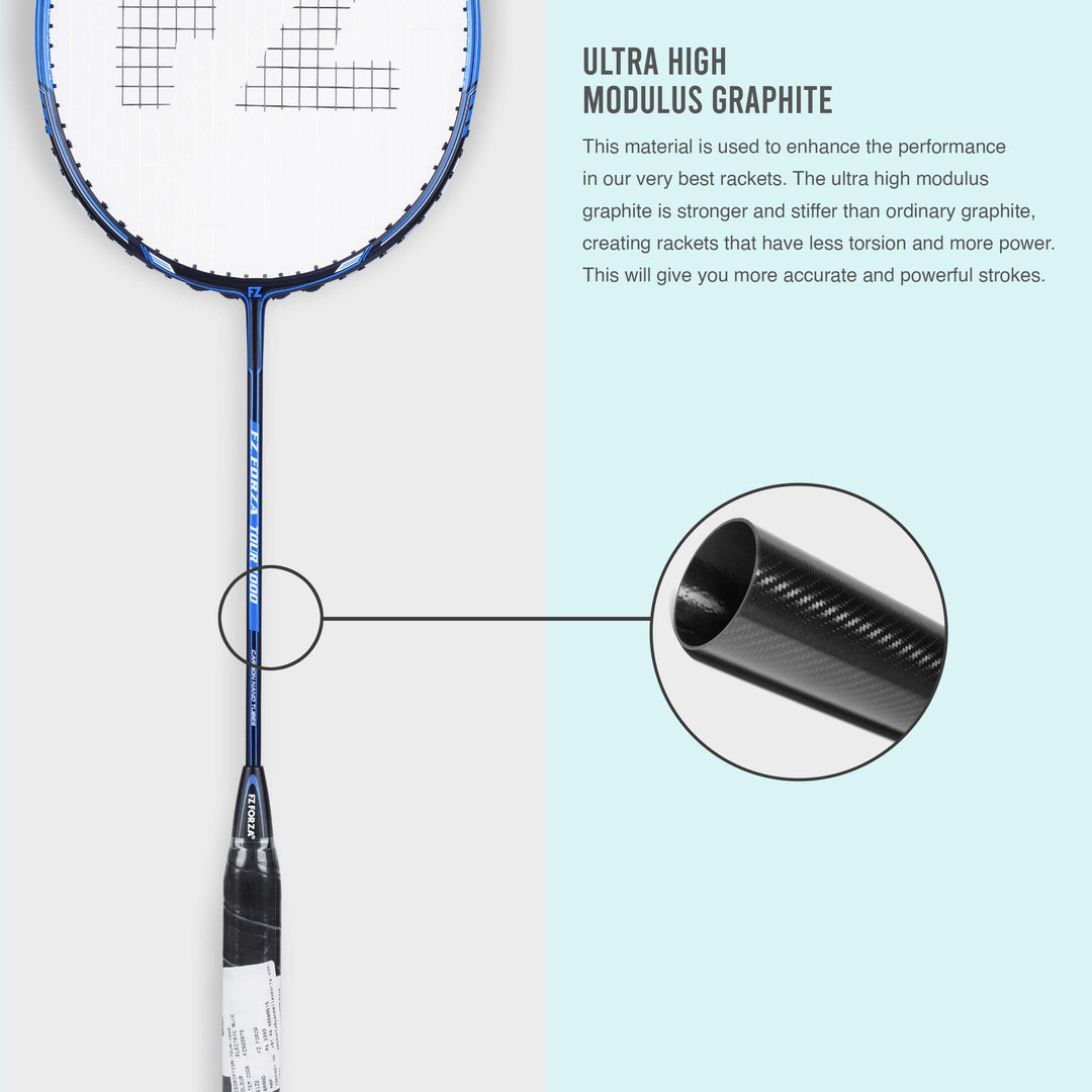 Tour 1000 Strung Badminton Racket (Blue)- 3U/G5