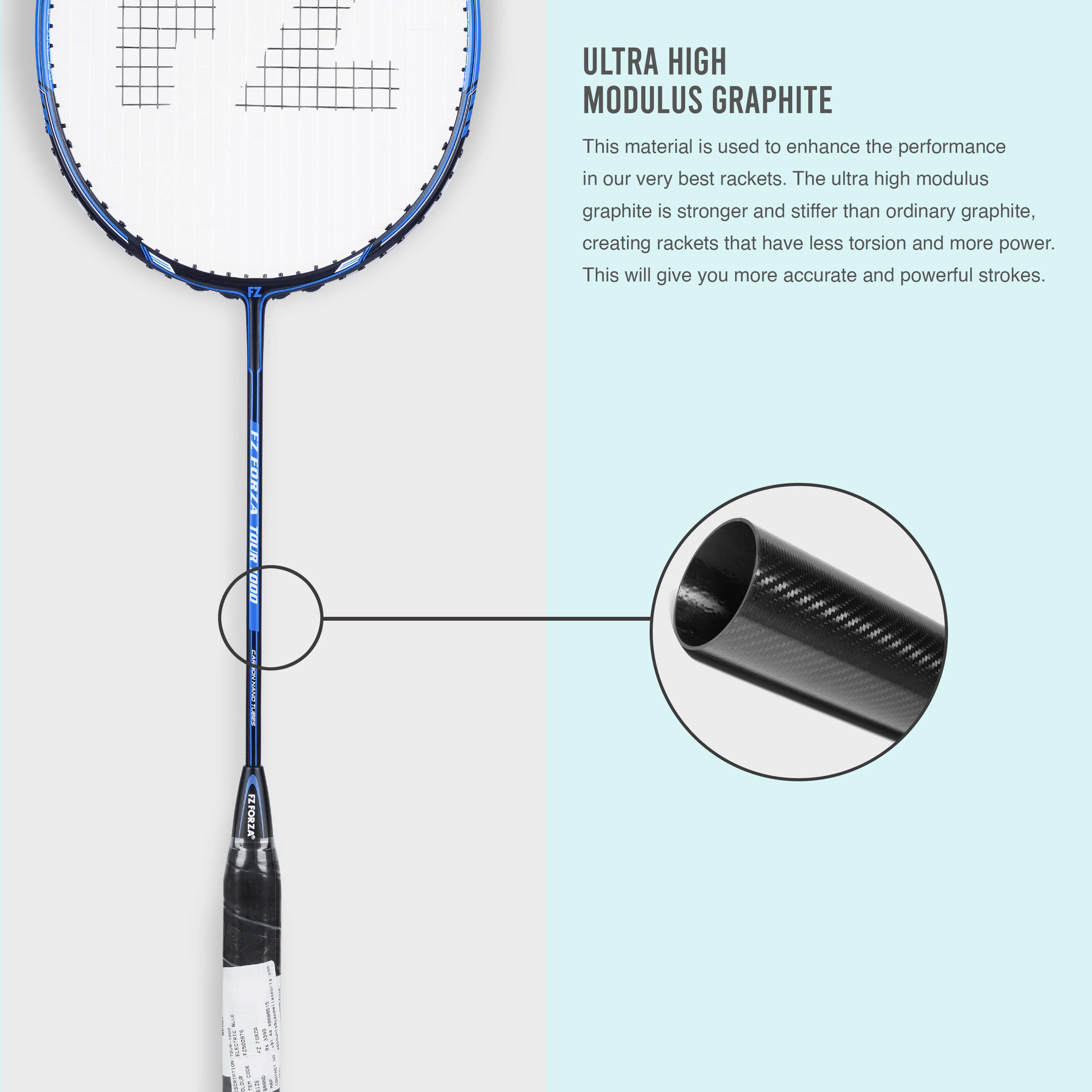 Tour 1000 Strung Badminton Racket (Blue)- 3U/G5