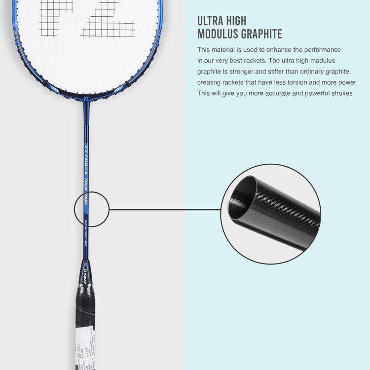 Tour 1000 Strung Badminton Racket (Blue)- 3U/G5