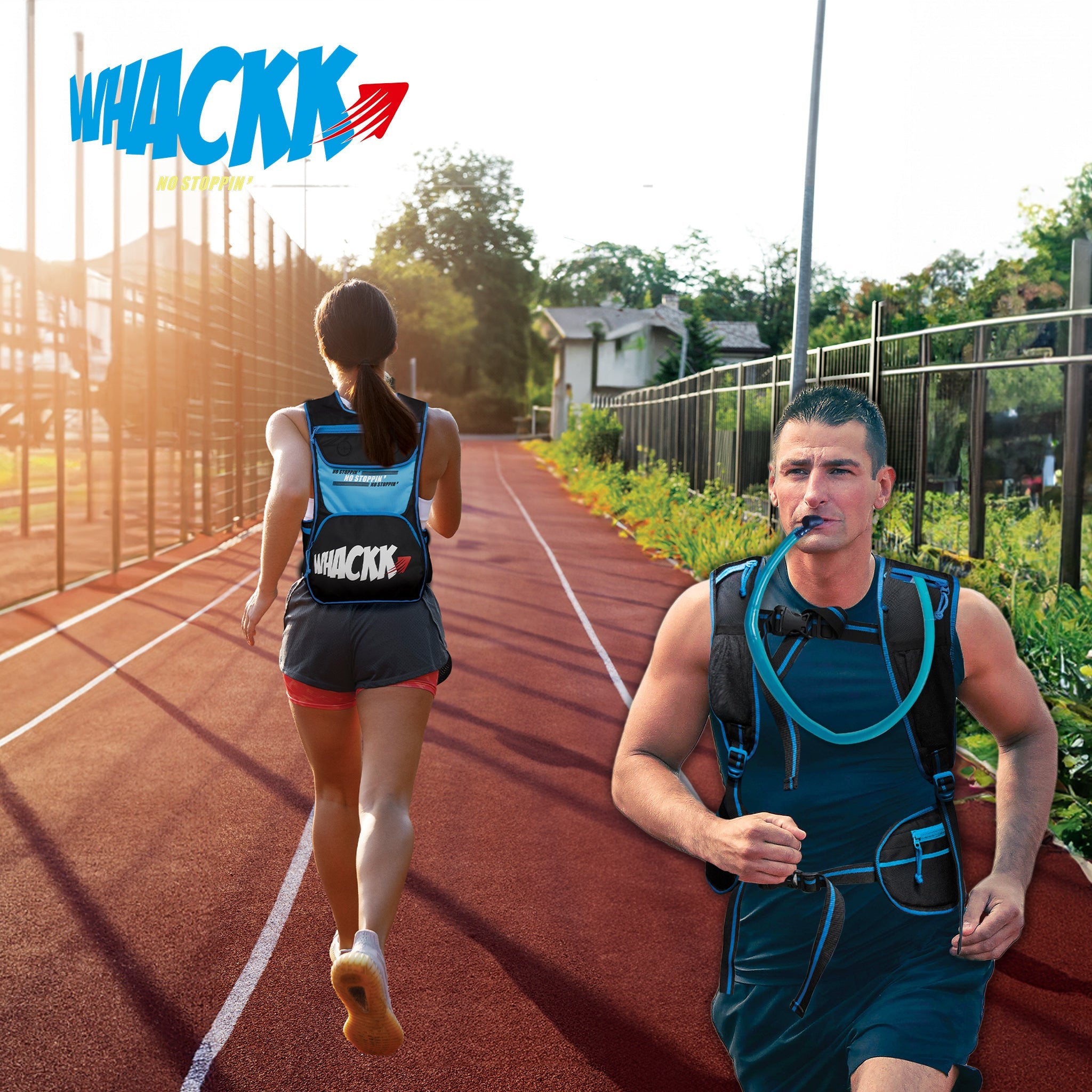 Whizz Black Blue Running Bag |Unisex Camping & Hiking | Hydration Pouch Compartment w. Connecting Water ducts Pockets |Exercise & Fitness|Motorcycle Trekking Outdoor